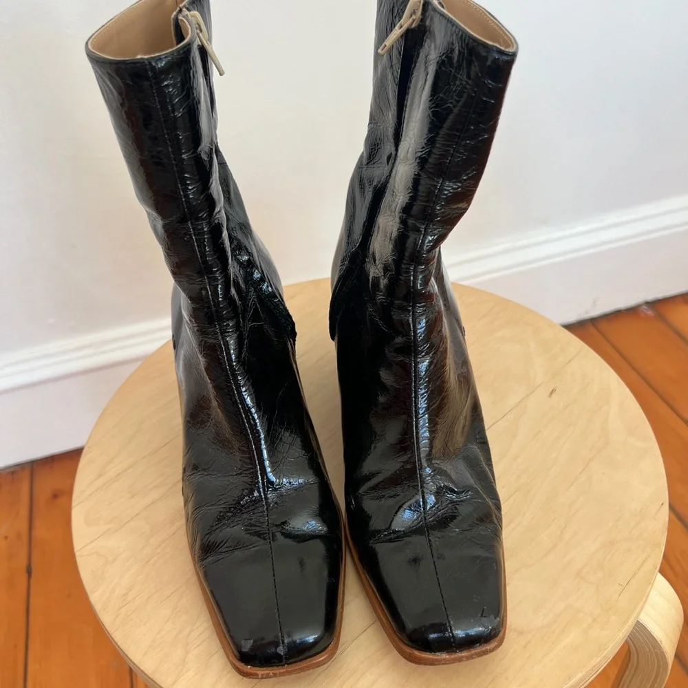 Black Patent Leather Paloma Wool Ankle Boots - Picture 3 of 7